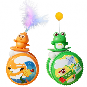 宠物猫咪回力不倒翁玩具逗猫球自嗨耐咬解闷啃咬羽毛乒乓球逗猫棒